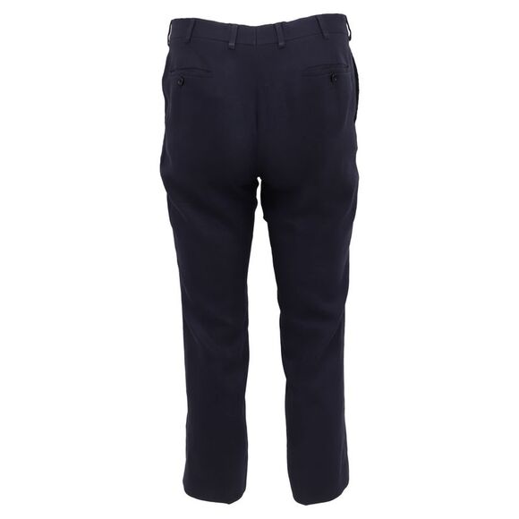 Ralph Lauren Mid-Waist Cropped Trousers in Navy Blue Linen